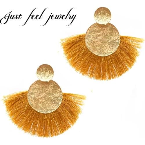 JUST FEEL 6 Colors Yellow Fringed Earrings 2017 Boho Long Tassel Earrings Women Vintage Ethnic Jewelry pendientes flecos borla