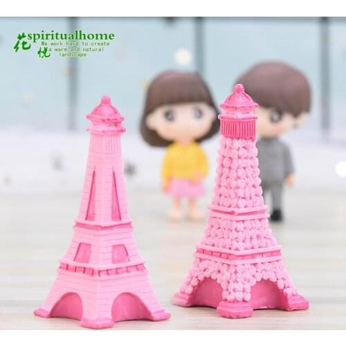 ZOCDOU 1 Piece Classic Pink Rose Charming Pagoda Tower 3 Model Little Figurine Small Doll Crafts Figure Ornament Miniatures DIY