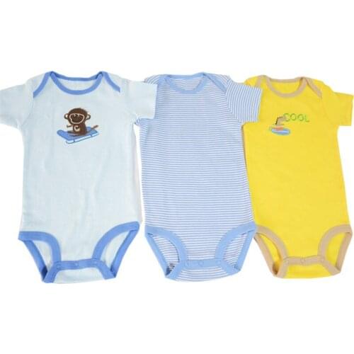 1 Piece Summer Style Cotton Baby Boy Girl Bodysuit Short Sleeve Infant Jumpsuit Outfit Envelope Collar 0-2 Years