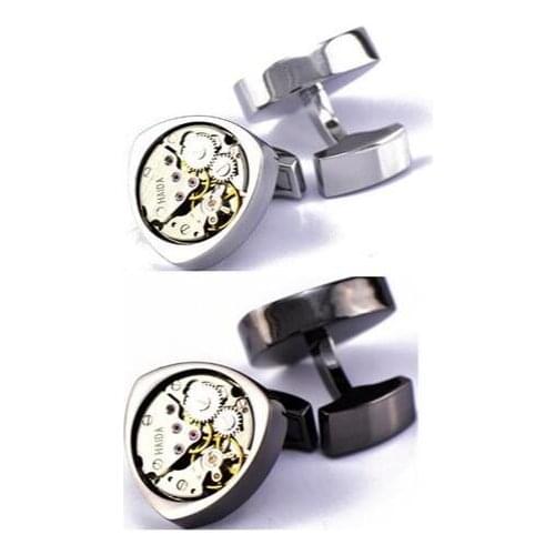 10pairs/lot Triangle Watch Gear Movement Cufflinks Mechanism Steampunk Gear Watch Cuff Links Cufflink Mens Jewelry Accessory