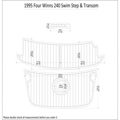 1995 Four Winns 240 Swim Step & Transom Pad Boat EVA Teak Decking 1/4" 6mm