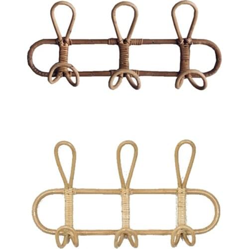 2 Pcs Rattan Wall Hooks,Kids Garments Organizer Rack Clothes Hat Hanging Hook Rattan Hanger Kids Room Decor Hanger