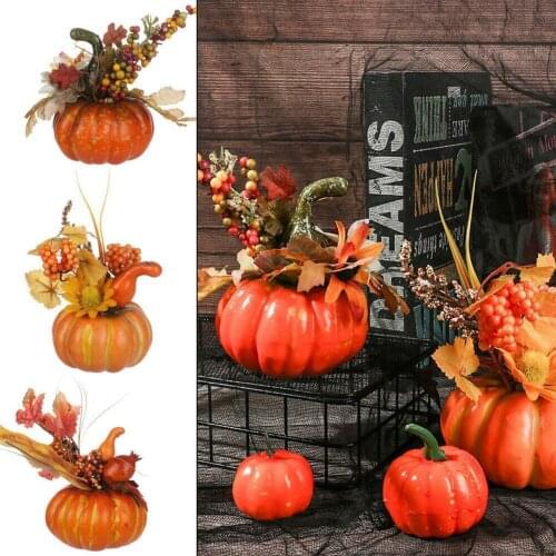 2021 Creative Pumpkin Halloween Desktop Decoration Artificial Pumpkins With Fake Maple Leaf And Sunflower DIY Crafts Home
