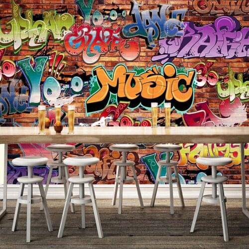 Personalized Customization Street Graffiti 3D Photo Mural Wallpaper Modern Restaurant Clubs KTV Bar Entertainment Place 3D Mural