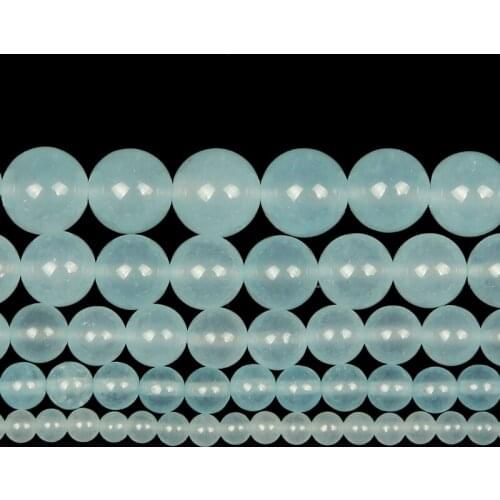 4-12mm Natural Stone Beads Round Smooth Light Blue Stone Loose Beads For Jewelry Making DIY Charm Bracelet Necklace Handmade