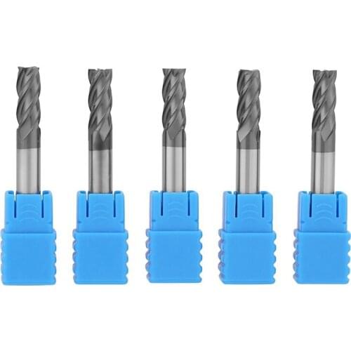 5Pcs CNC Milling Cutter Carbide End Mill 4 Flutes Milling Cutter Tool Kit 6mm Diameter x 50mm Length