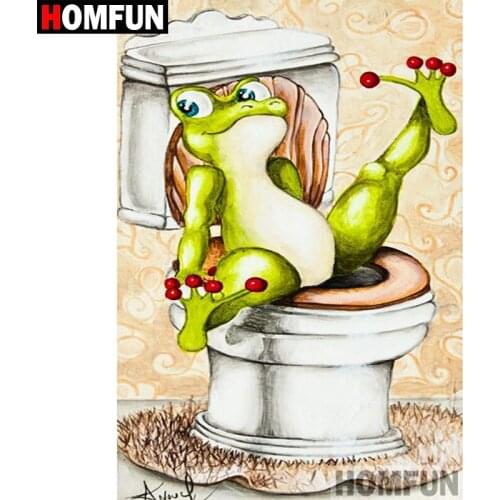 HOMFUN 5D DIY Diamond Painting Full Square/Round Drill "Toilet frog" 3D Embroidery Cross Stitch gift Home Decor A00626