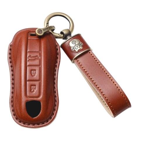 Car Genuine Leather Key Case Cover Holder For Porsche Panamera Cayenne 971 911 9YA Macan Boxster 2018 2019 2020 Accessories