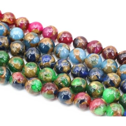 New Multicolor 4 6 8 10 12 14mm Golden Sand Stone Round Loose Beads Fit For Diy Necklace Bracelet Jewelry Making 15inch B3304