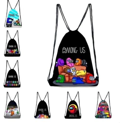 Among of Us Game Drawstring Bag Kids Cartoon Backpack Drawstring Bag Travel Carrying Bags Gifts for Boys Girls Birthday Gift
