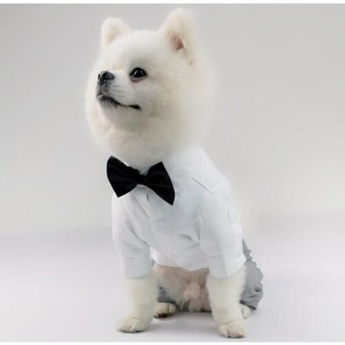 Boy Dog Tuxedo T-shirt Suit For Wedding Corgi Schnauzer Puppy Costume For Dog Clothes Yorkie Dogs Poodle Chihuahua Pet Clothing