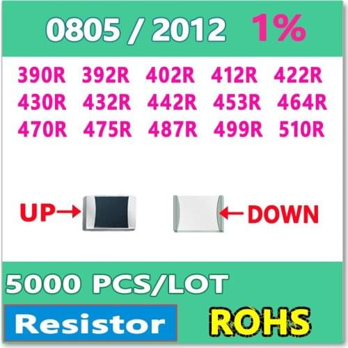 JASNPROSMA OHM 0805 F 1% 5000pcs 390R 392R 402R 412R 422R 430R 432R 442R 453R 464R 470R 475R 487R 499R 510R smd 2012 Resistor