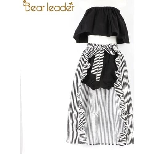 Bear Leader 2Pcs Toddler Baby Kid Girl Clothes Sets Summer Solid Color Tops Ruffle Skirts Shorts Set Clothes Boutique Clothing