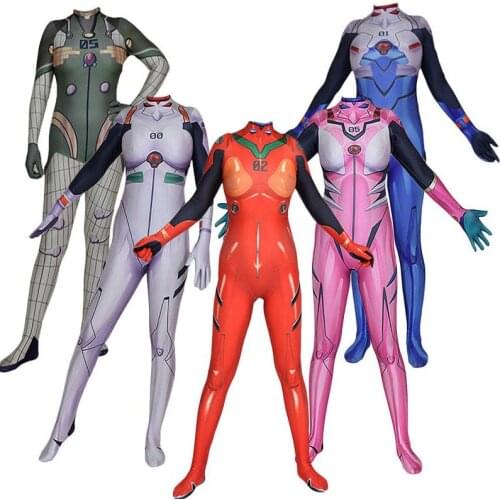 Anime Asuka Langley Soryu Mari Rei Ayanami Cosplay Costume EVA Asuka Test Jumpsuits Zentai Suit Halloween Bodysuit Adults Kids
