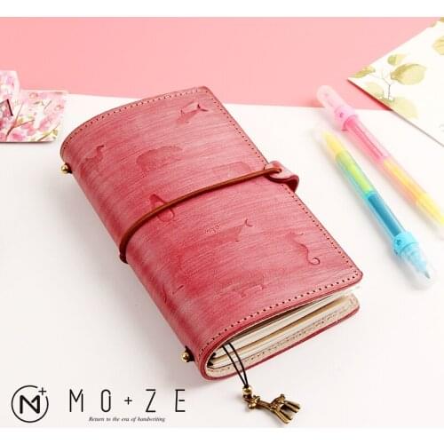 Hand Account Leather Notepad, Cowhide Travel Notebook, Stationery Loose Leaf