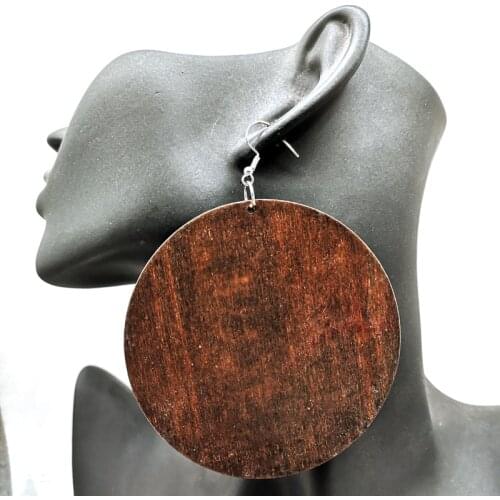 Round wooden earrings can mixed 3 colors