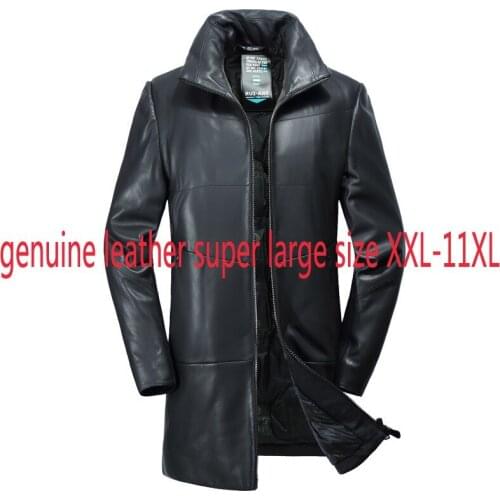 New Fashion Suepr Large Autumn Winter Men Long Genuine Leather Down Jacket Loose Thick Plus Size XL-4XL5XL6XL7XL8XL9XL10XL11XL