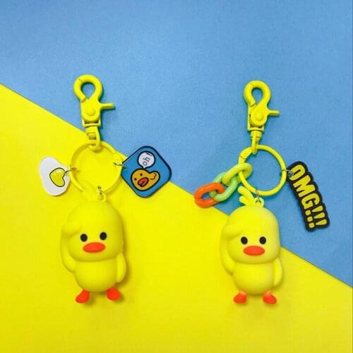 Little Yellow Duck Doll Keyring Dancing Duck Key Chains Women Kids Bag Pendant DIY Key Chains Accessories
