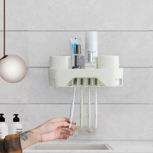 4 Colors Multifunctional Bathroom Accessories Toothbrush Holder Bathroom Storage Toothpaste Toothbrush Storage Rack