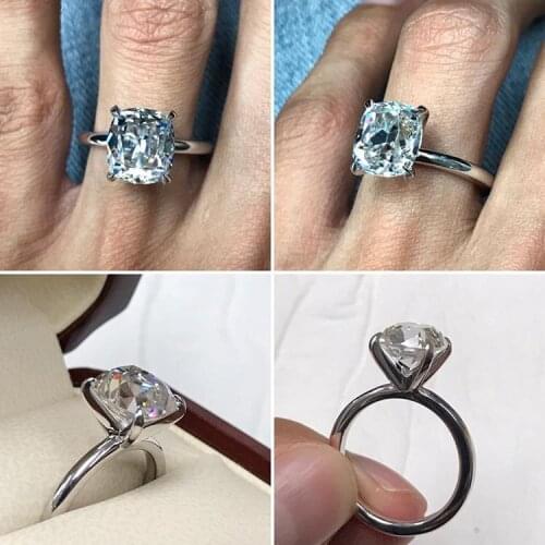 Fashion 4 Claw Carat Rings Zircon Crystal Rings For Women Engagement Wedding Ring Jewelry Gifts