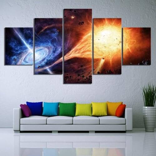 Modular Hd Prints Picture Home Decor 5 Panel Outer Space Fantasy Black Hole Painting Canvas Poster Wall Art Living Room Frame
