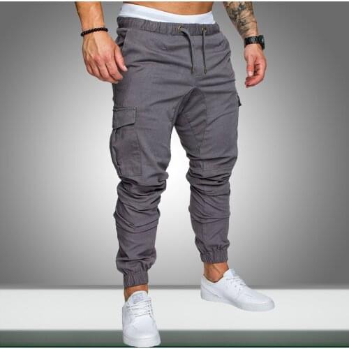 Men Joggers Sweatpants 2020 Autumn New Casual Male Sportswear Solid Multi-pocket Cargo Trousers Hip Hop Harem Pants Slim Fit
