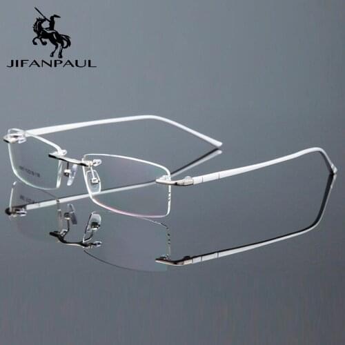 JIFANPAUL Optical clear lens glasses frame mens frameless glasses computer eye protection blue light glasses free shipping