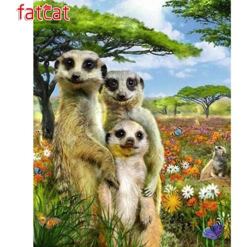 FATCAT 5D DIY diamond painting Cross Stitch Kits Meerkat full Diamond Embroidery sale Animals painting Art home decor AE680