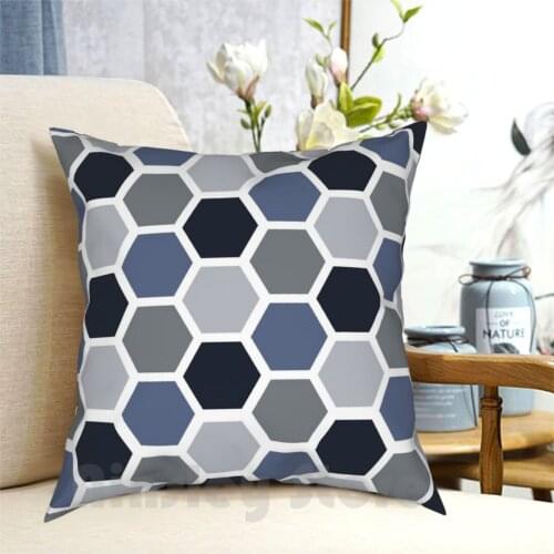 Hexagons Pillow Case Printed Home Soft Throw Pillow Hexagons Blue Gray Mosaic Patterns