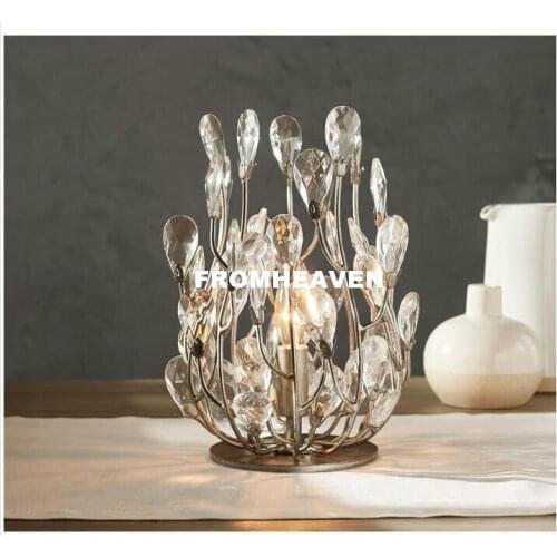 Newly Nordic LED Crystal Table Lamp Shade Living Room Bedroom Bedside Office Dining Room Table Light Deco Home Lighting110-220V