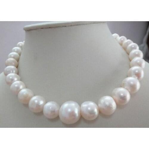 HUGE 18"12-15MM NATURAL AUSTRALIAN SOUTH SEA GENUINE WHITE NUCLEAR PEARL NECKLACE