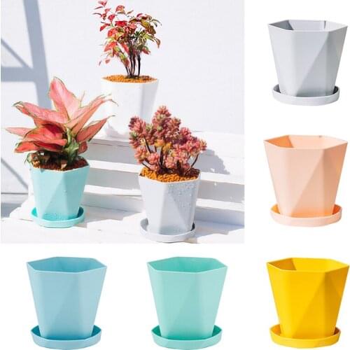 Nordic Balcony Household Plastic Flower Pot Thicken Resin Flower Pot Hexagon Vase Home Decoration Green Basket Plant Pot