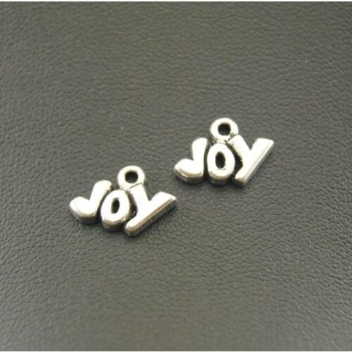 50 pcs Silver Color Joy Charms Pendant DIY Metal Bracelet Necklace Jewelry Findings 14x9mm A722