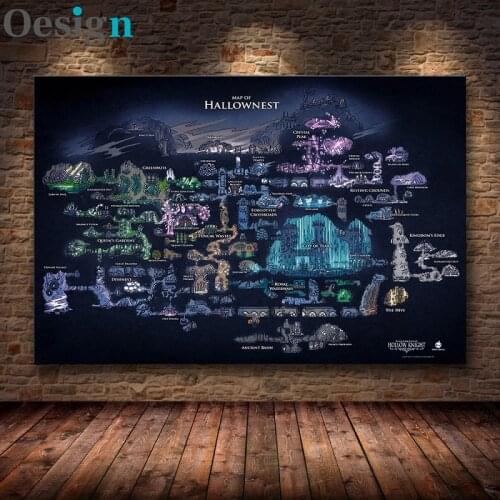 Hollow Knight Map-Póster del juego de decoración, HD pintura sobre lienzo, pintura de lienzo de arte de pared, póster de Hallown