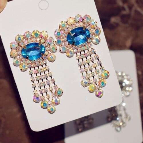 New Arrival Rhinestone Gems Women Fashion Dangle Earrings Jewelry Maxi Ladys' Party Dress Statement Earrings Accessorie