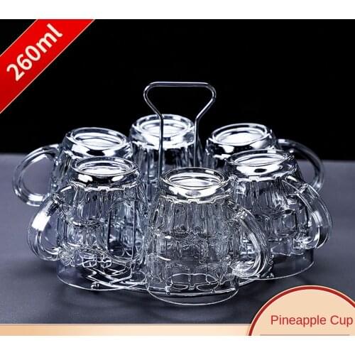 Glass household cup water glass set wine glass beer glass foreign wine glass transparent thickened heat-resistant cup holder