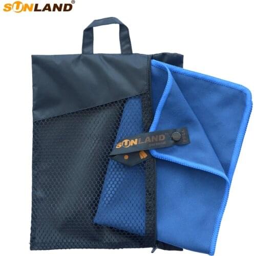 Sunland Microfiber Travel SPA Sports Beach Towels With Carrying Bag Ultra Compact Fast Drying Outdoors 50cmx100cm 2 Pack