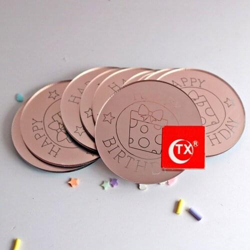 Happy Birthday Mini Acrylic Cake Toppers Star Gift Box Baking Cake Toppers Kids Birthday Party Cupcake Decorations Supplies New