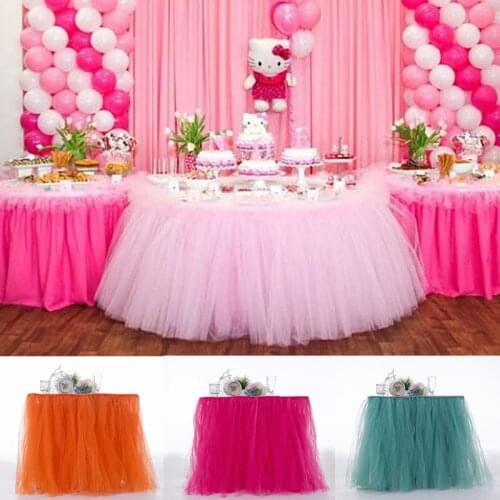 1PC Tulle Tutu Table Skirt Tableware Cloth Baby Shower Birthday Wedding Festive Party Home Decor Dropshipping