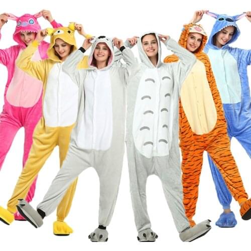 Anime Onesie Women Sleepwear Set Kigurumi Adult Womens pajamas Stitch Panda Unicorn Totoro Cosplay Children Boy Girl pijama