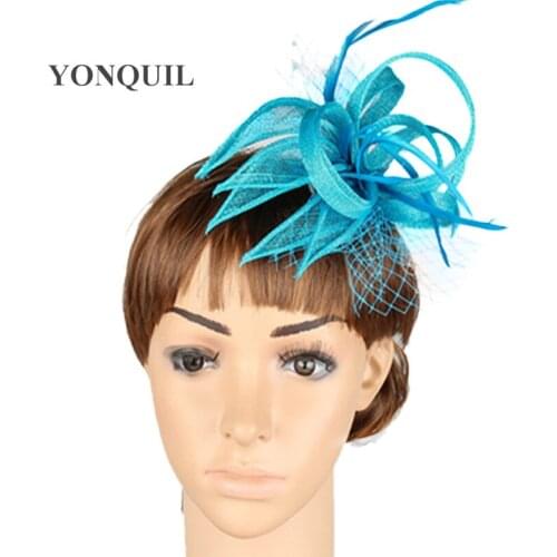Ladies Elegant Nice Feather Sinamay Hats Women Hair Accessories Fancy Fascinators For Wedding Party Bridal Hats And Races OF1518