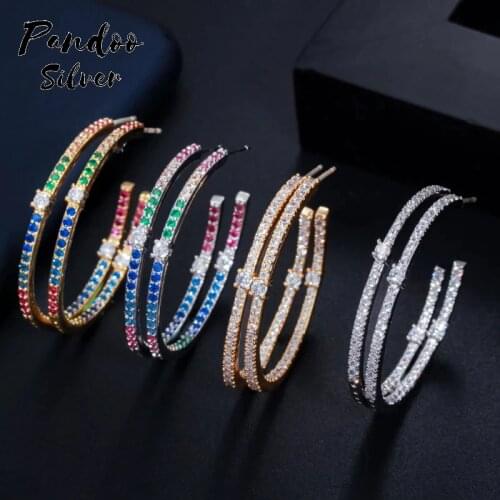 Loop Earring Big Circle Round Hoop Earrings Statement Earring Jewelry Cubic Zirconia Multicolor For Female Trendy Jewelry