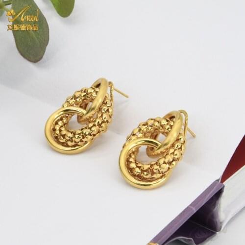 ANIID Gold Stud Earrings Women 2021 Trend Geometric Double Round Fashion Jewelry Big Hoop Ear Rings Lady Accessoires
