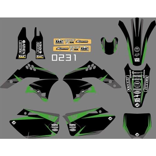 0231 motorcycle Team Graphic & Backgrounds Decal Stiker Kits for Kawasaki KX250F KXF250 2006-2008