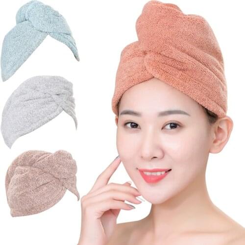 1PC Microfiber Hair Fast Drying Dryer Towel Bath Wrap Hat Quick Cap Turban Dry Quick Drying Lady Household Bath Tools