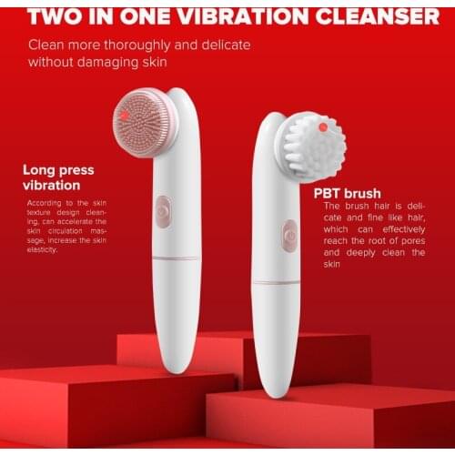 2 in 1 Electric Facial Brush Sonic Vabrating Massage Face Cleansing Brush Deep Clean Remove Blackheads Acne Skin Care Tools