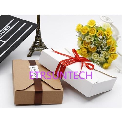 200pcs/lot Kraft Gift Boxes Paper handmade candy /chocolate packing box blank storage DIY wedding cake boxes 19.5x12.5x4cm