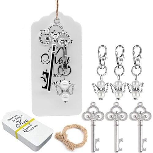25PCS Angel Key Opener With Tags Marriage Wedding Gifts For Guest Souvenir Party Decoration