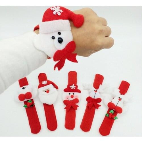 4Pcs/Set Christmas Patting Circle Charms Bracelets For Watch Xmas Children Gift Santa Claus Snowman Deer New Year Party Toy