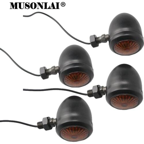 4X Black Motorcycle Turn Signals Amber Flasher Light For Yamaha V-Star Vstar V Star XVS 1100 Custom Harley Cruiser Chopper